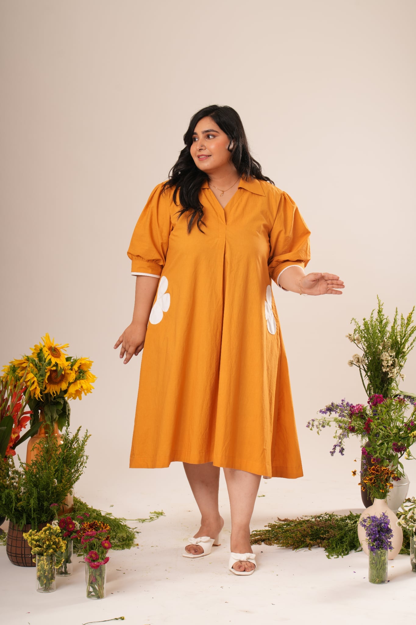 Flower Pocket A-line Dress