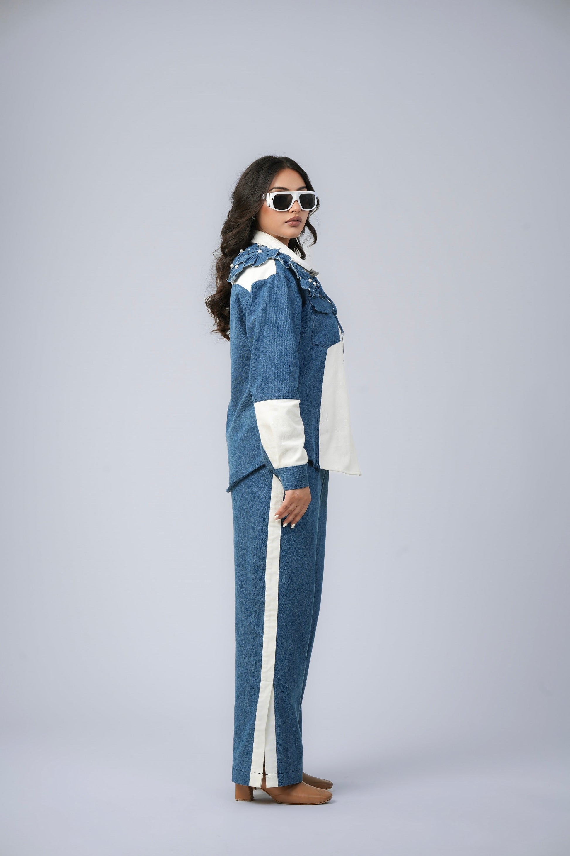 WANDER BLOOM DENIM CORD SET Label By Mohita