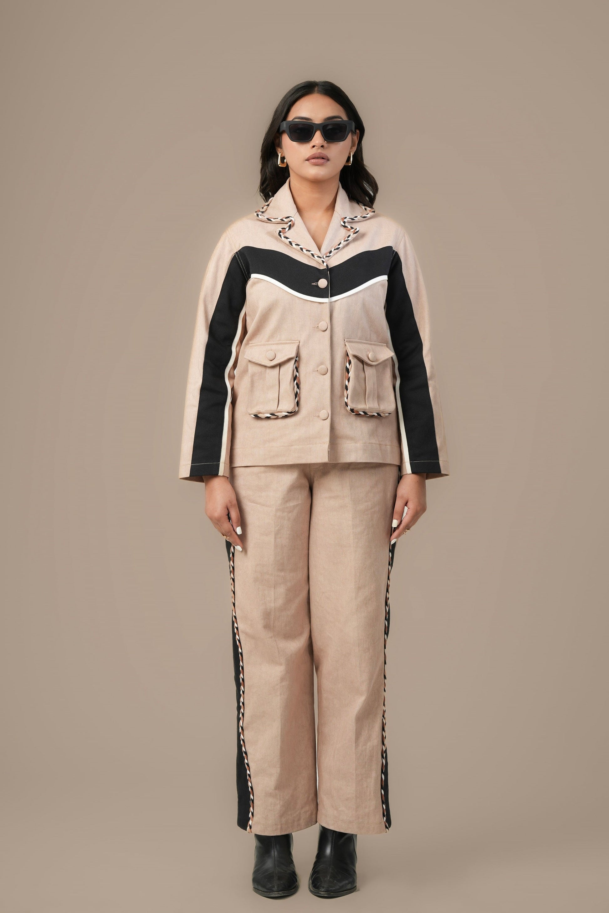 BEIGE BOUND CORD SET Label By Mohita