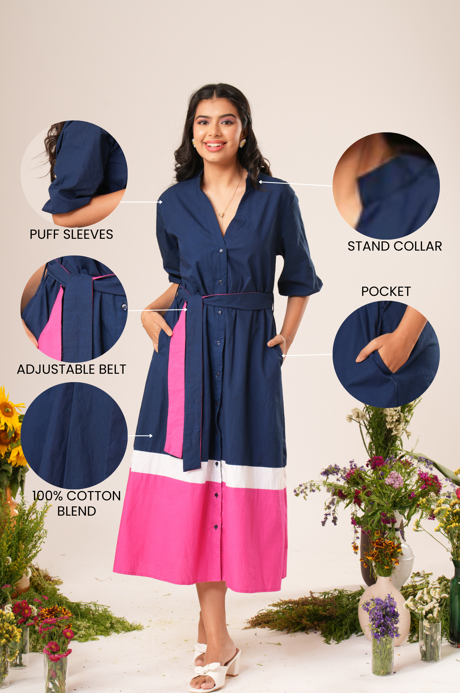 Colorblock Shirt Dress Label By Mohita