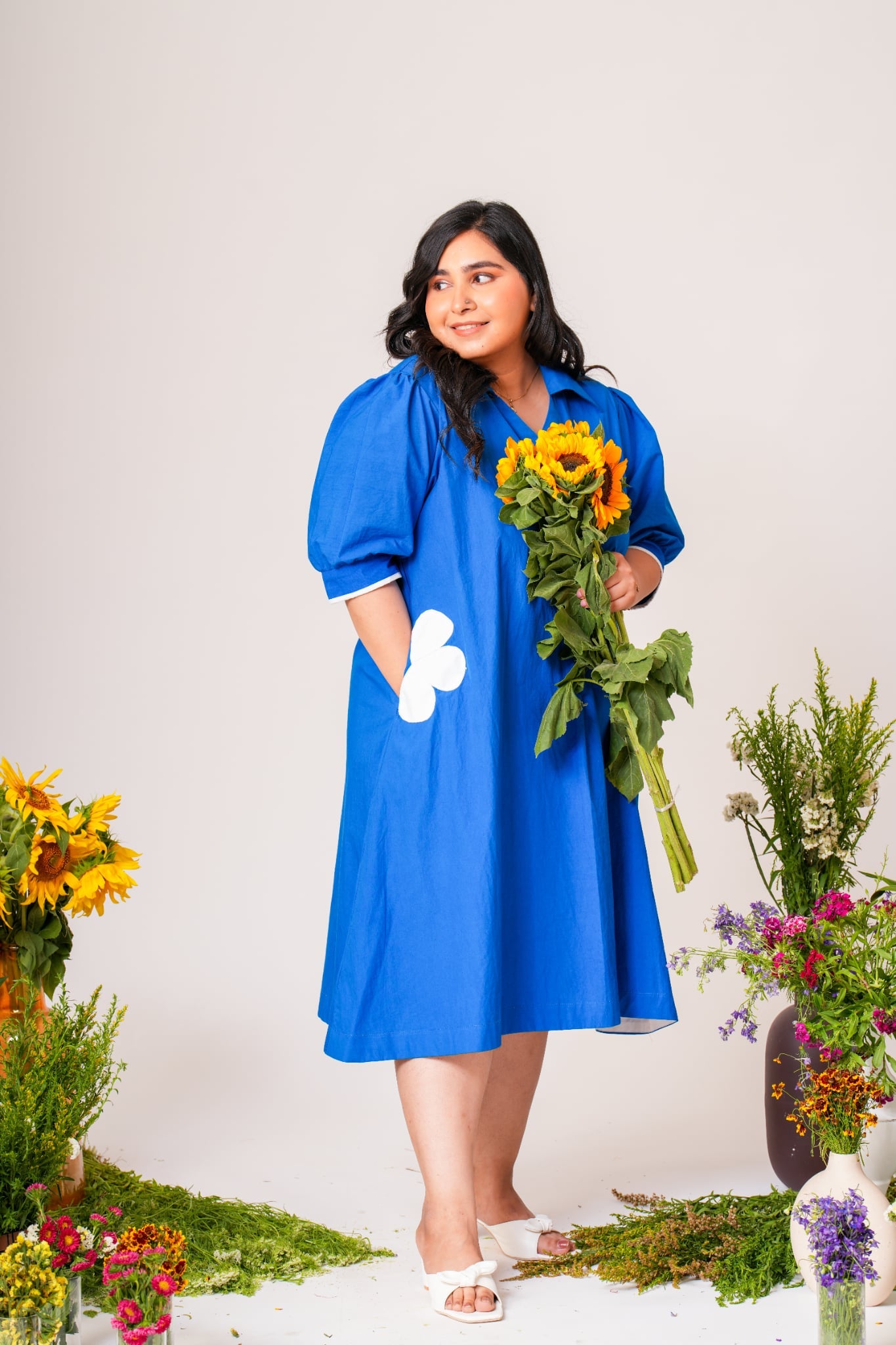 Flower Pocket A-line Dress