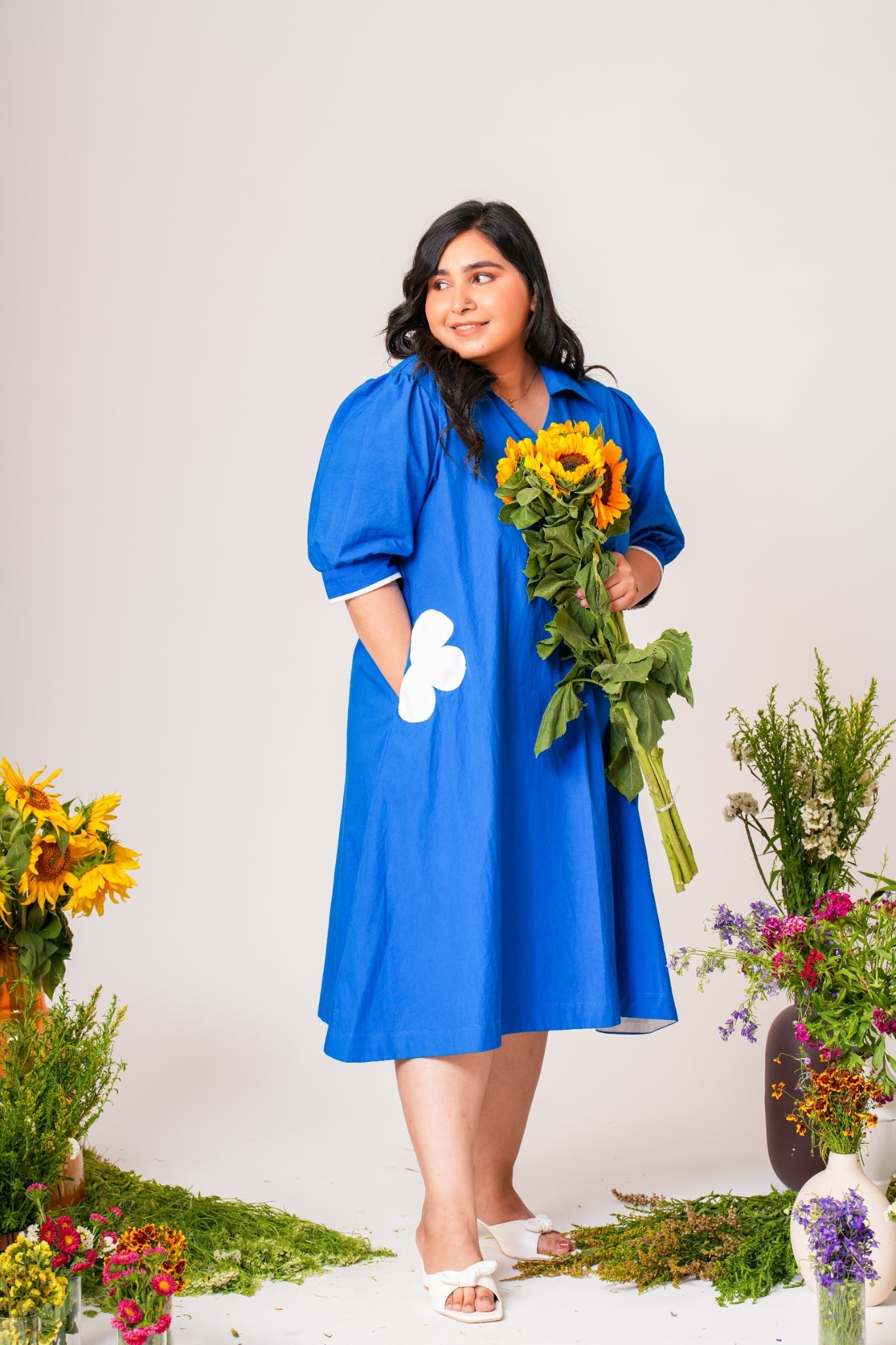 Flower Pocket A-line Dress Label By Mohita