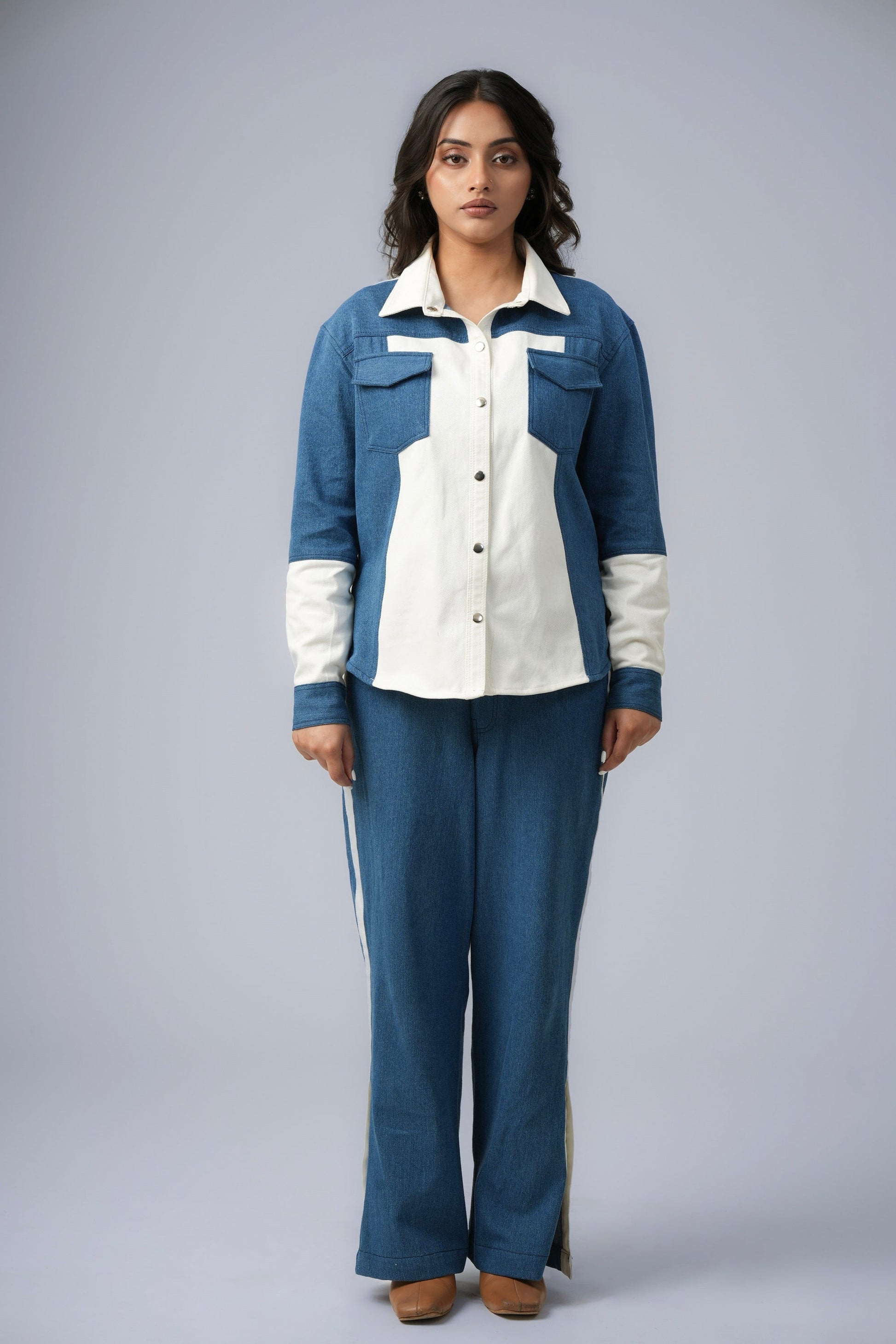 WANDER BLOOM DENIM CORD SET Label By Mohita