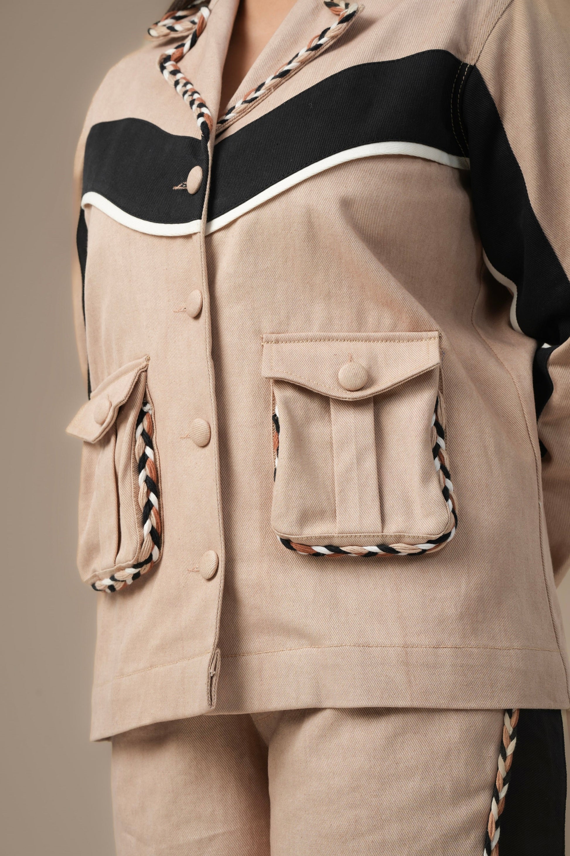 BEIGE BOUND CORD SET Label By Mohita