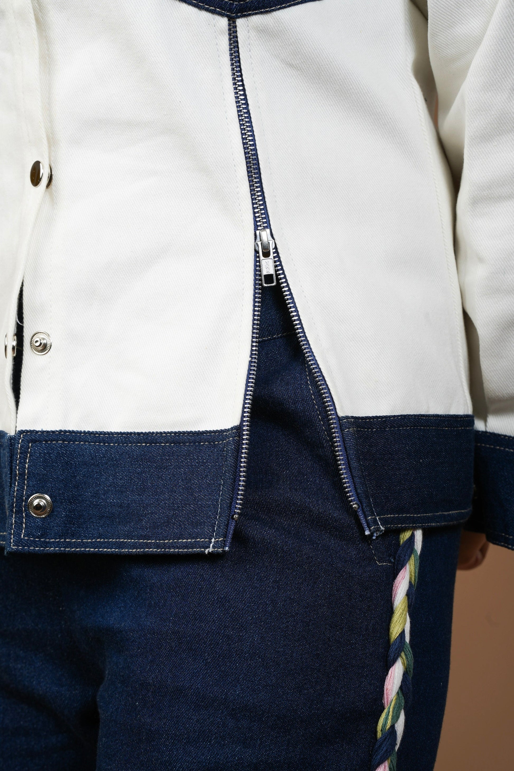 WHITE AND BLUE ZIPPER BLAZER Label By Mohita