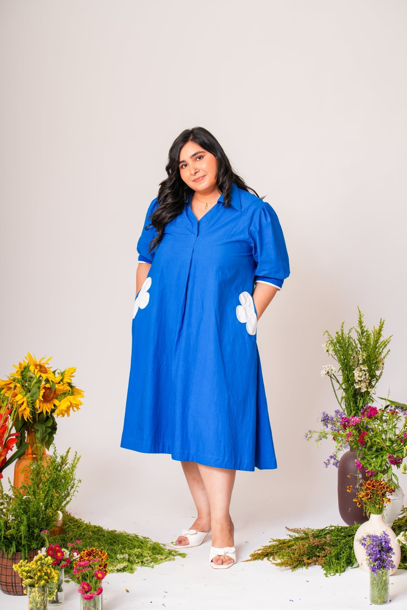 Flower Pocket A-line Dress Label By Mohita