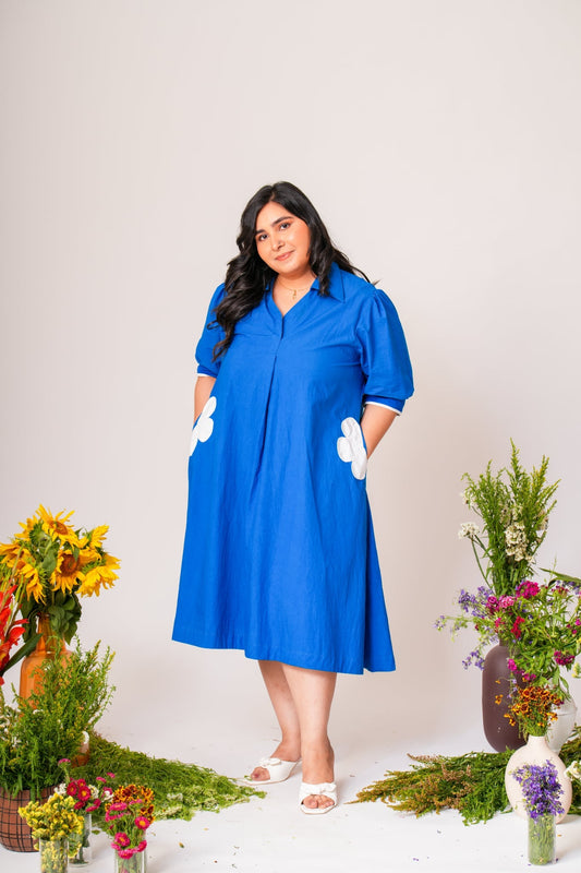 Flower Pocket A-line Dress Label By Mohita