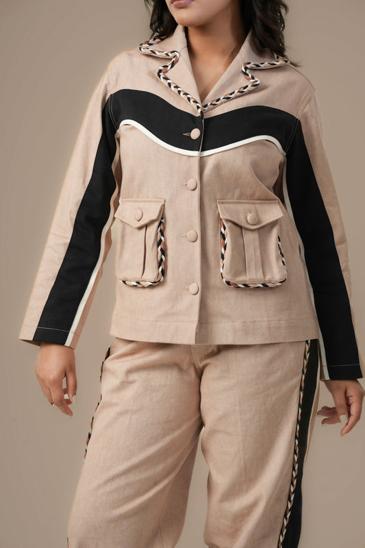 BEIGE BOUND CORD SET Label By Mohita