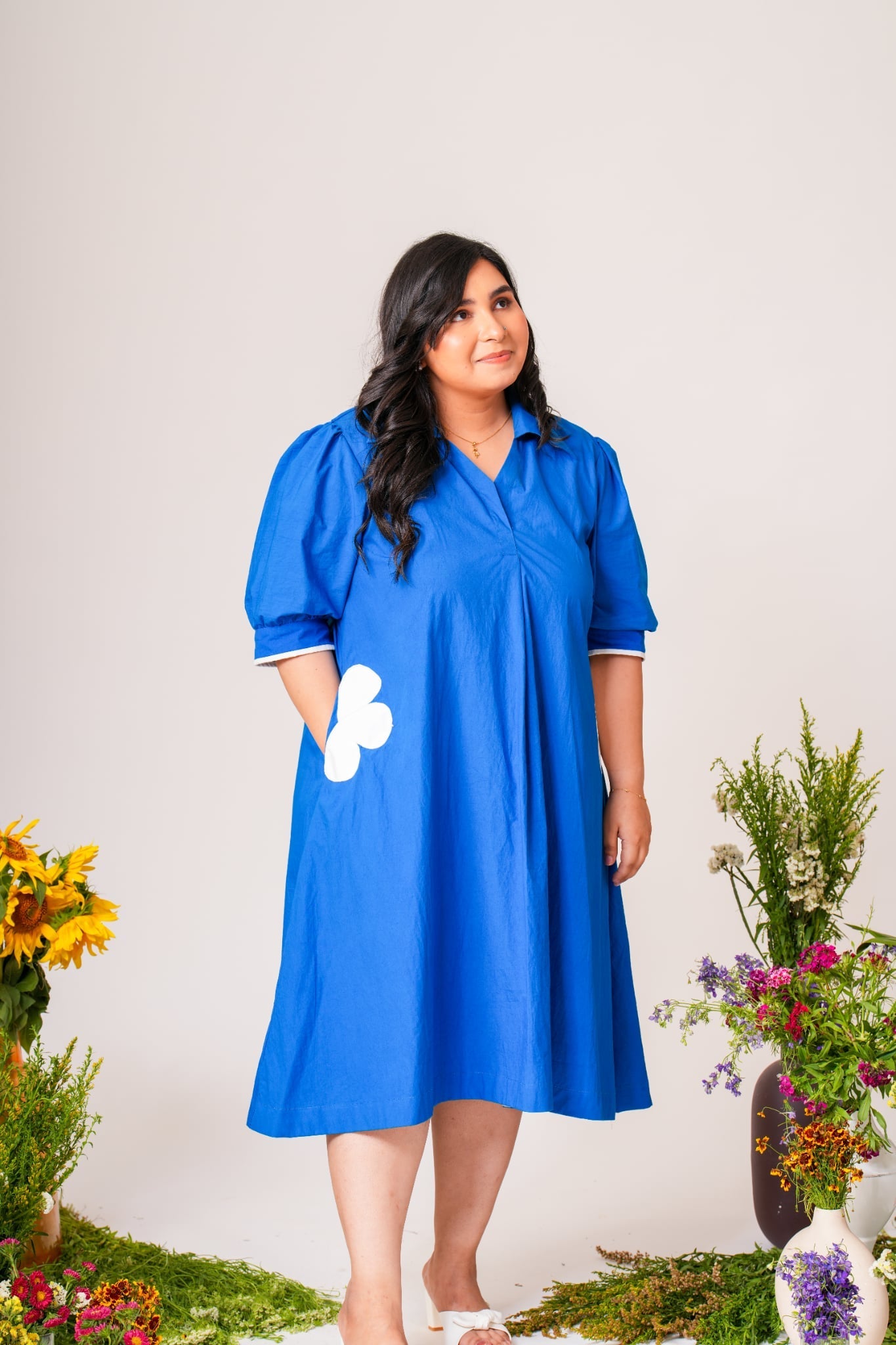 Flower Pocket A-line Dress Label By Mohita