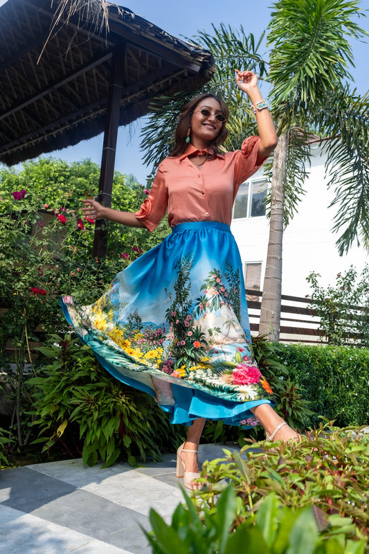 LOTUS BLOOM SAFARI STORY SKIRT AND SHIRT SET Label By Mohita