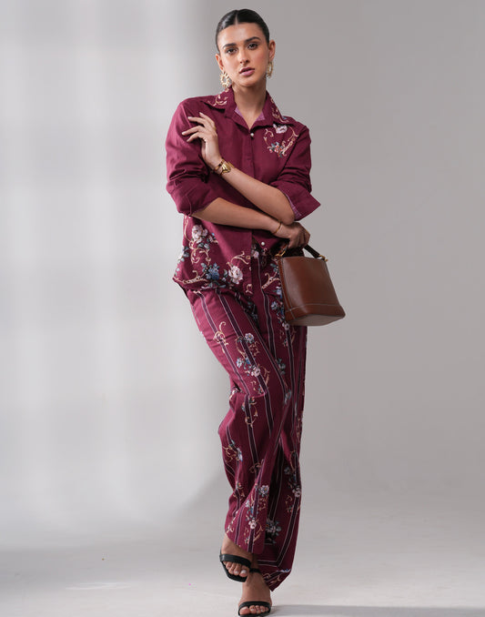 WINE BLOOM CO-ORD SET Label By Mohita