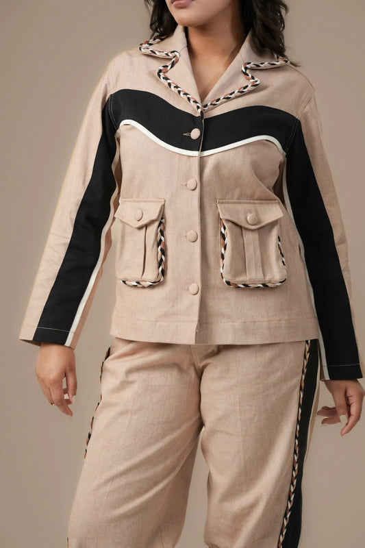 BEIGE BOUND CORD SET Label By Mohita