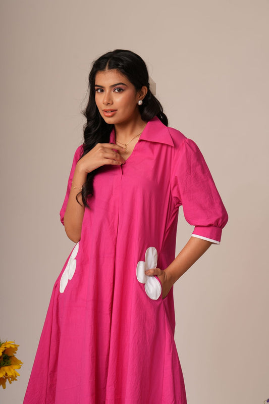 Flower Pocket A-line Dress Label By Mohita