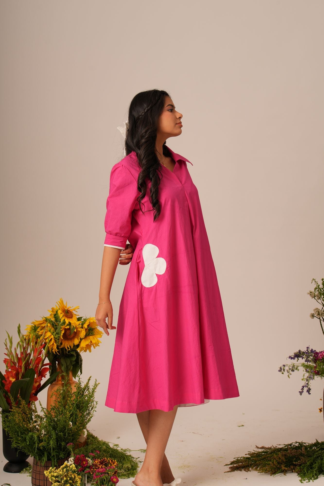 Flower Pocket A-line Dress Label By Mohita