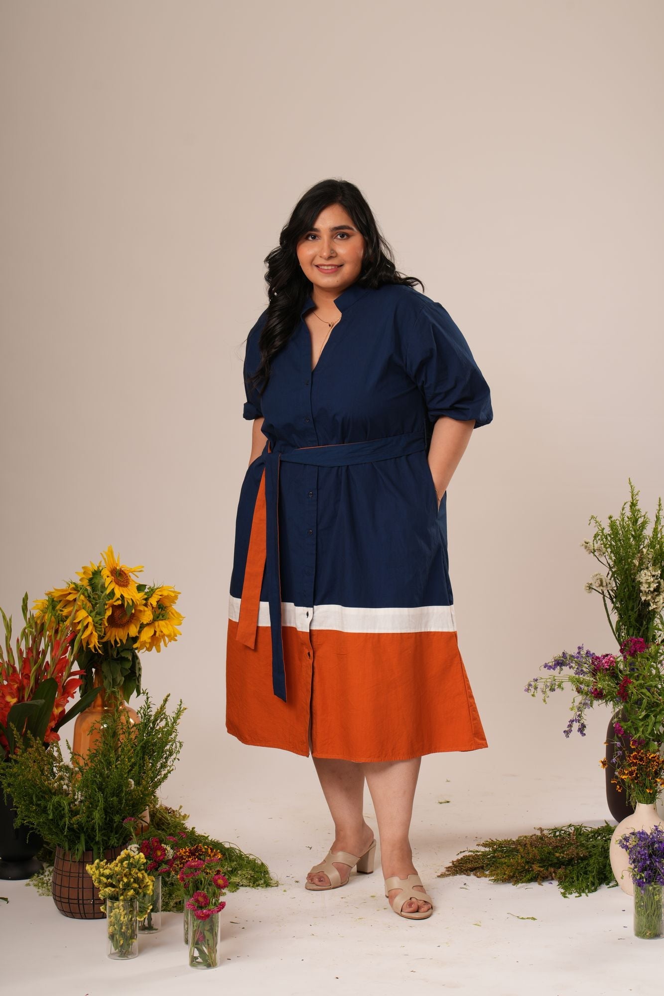 Colorblock Shirt Dress Label By Mohita