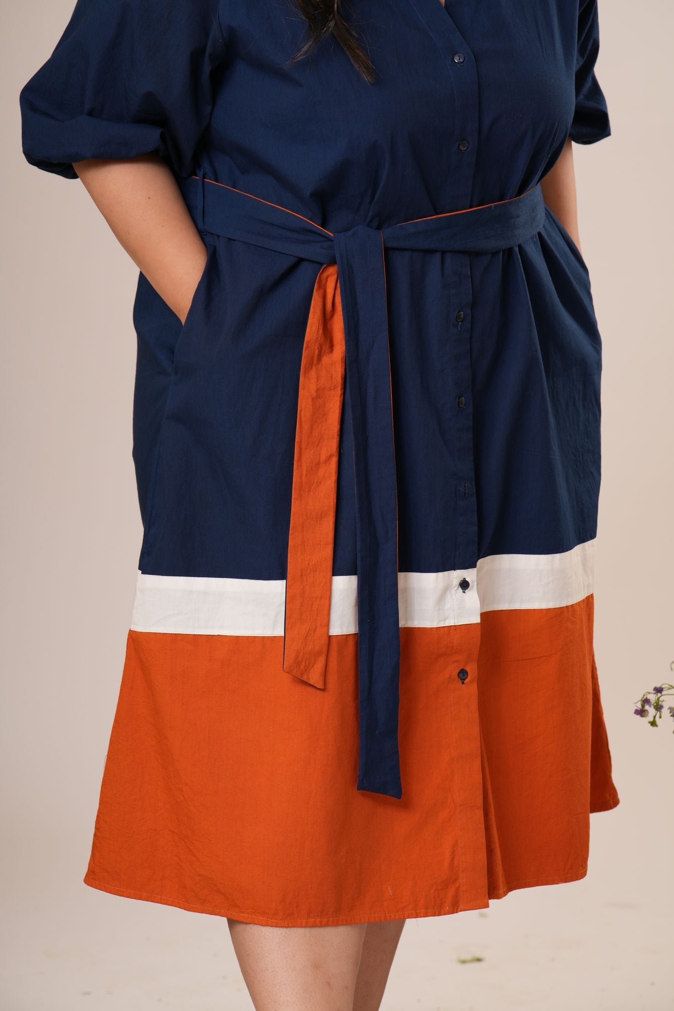 Colorblock Shirt Dress Label By Mohita
