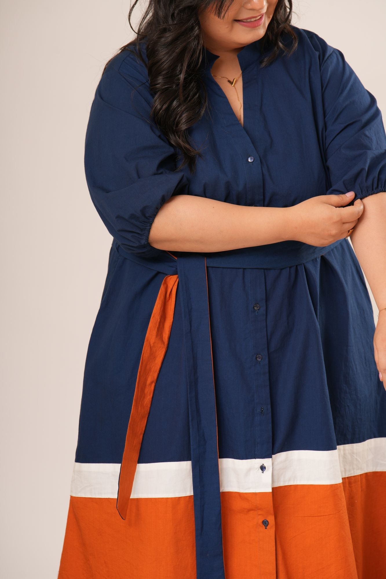 Colorblock Shirt Dress Label By Mohita