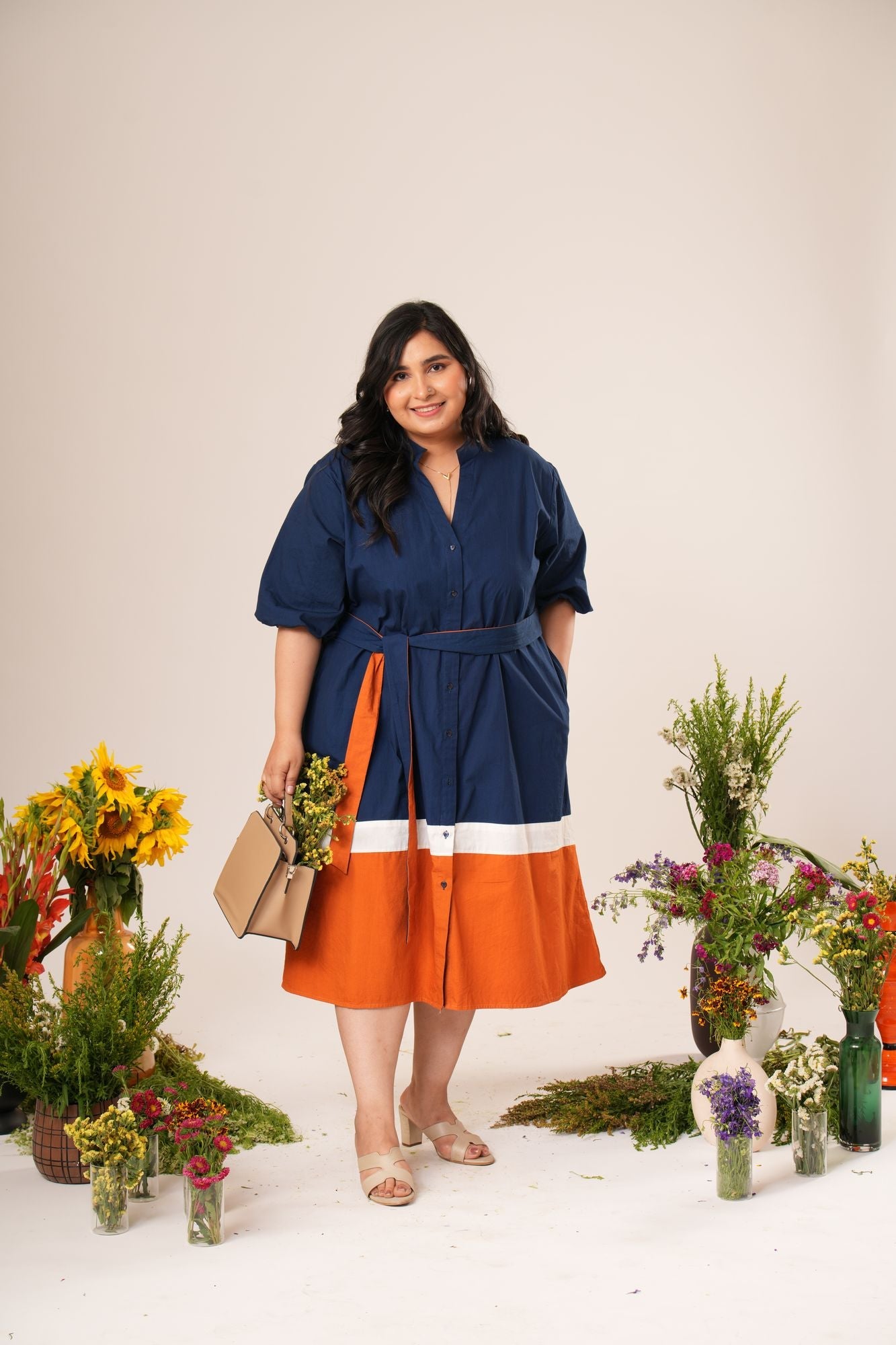 Colorblock Shirt Dress Label By Mohita