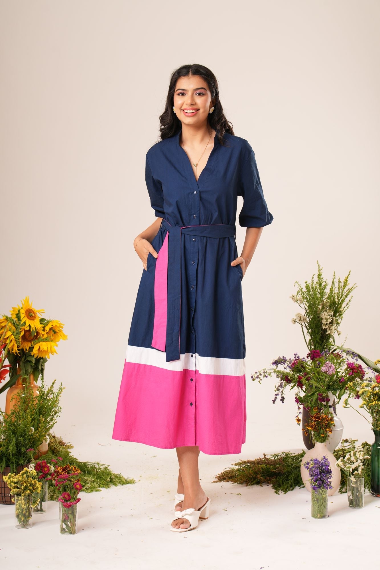 COLORBLOCK SHIRT DRESS Label By Mohita