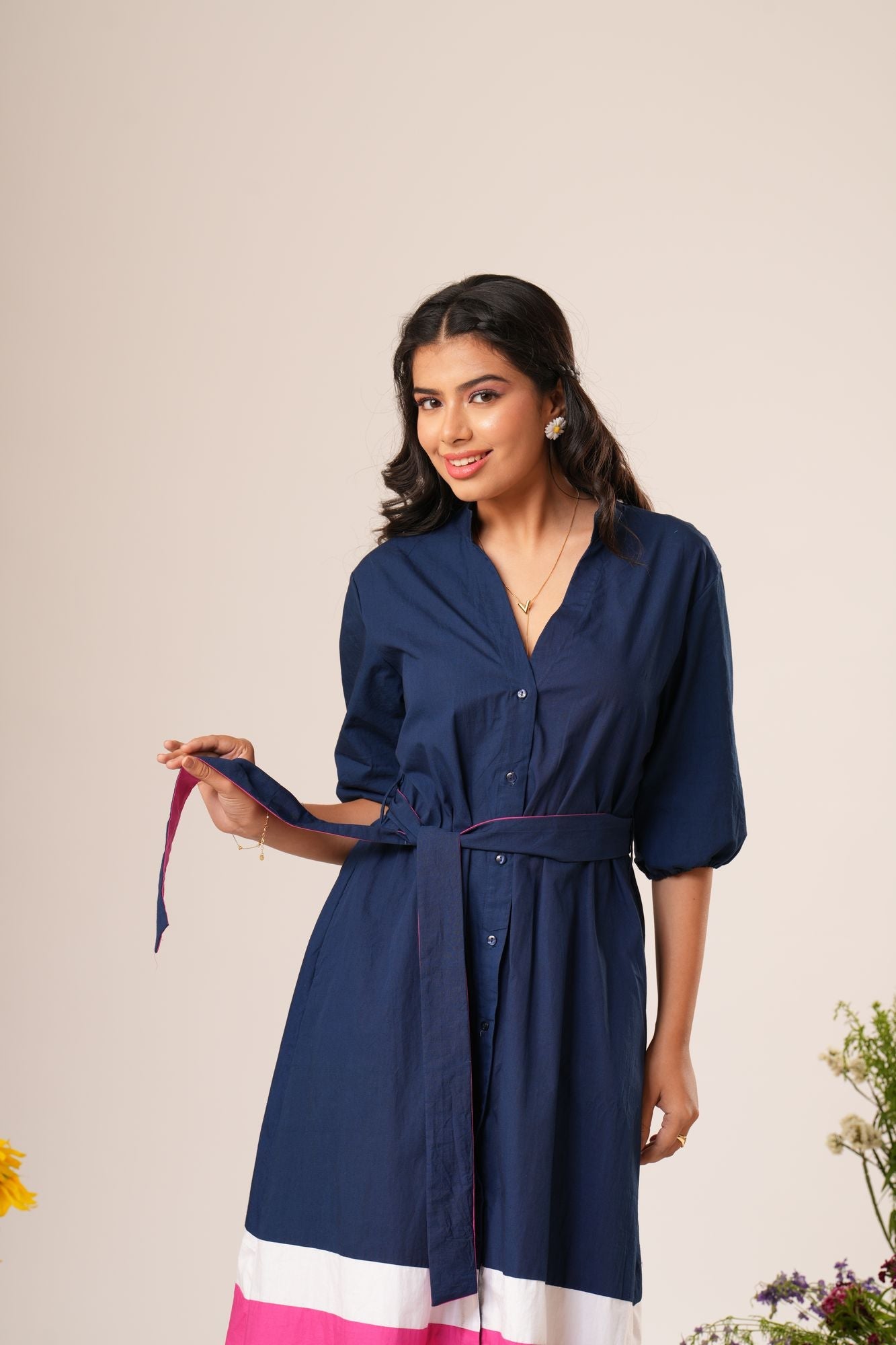 Colorblock Shirt Dress Label By Mohita