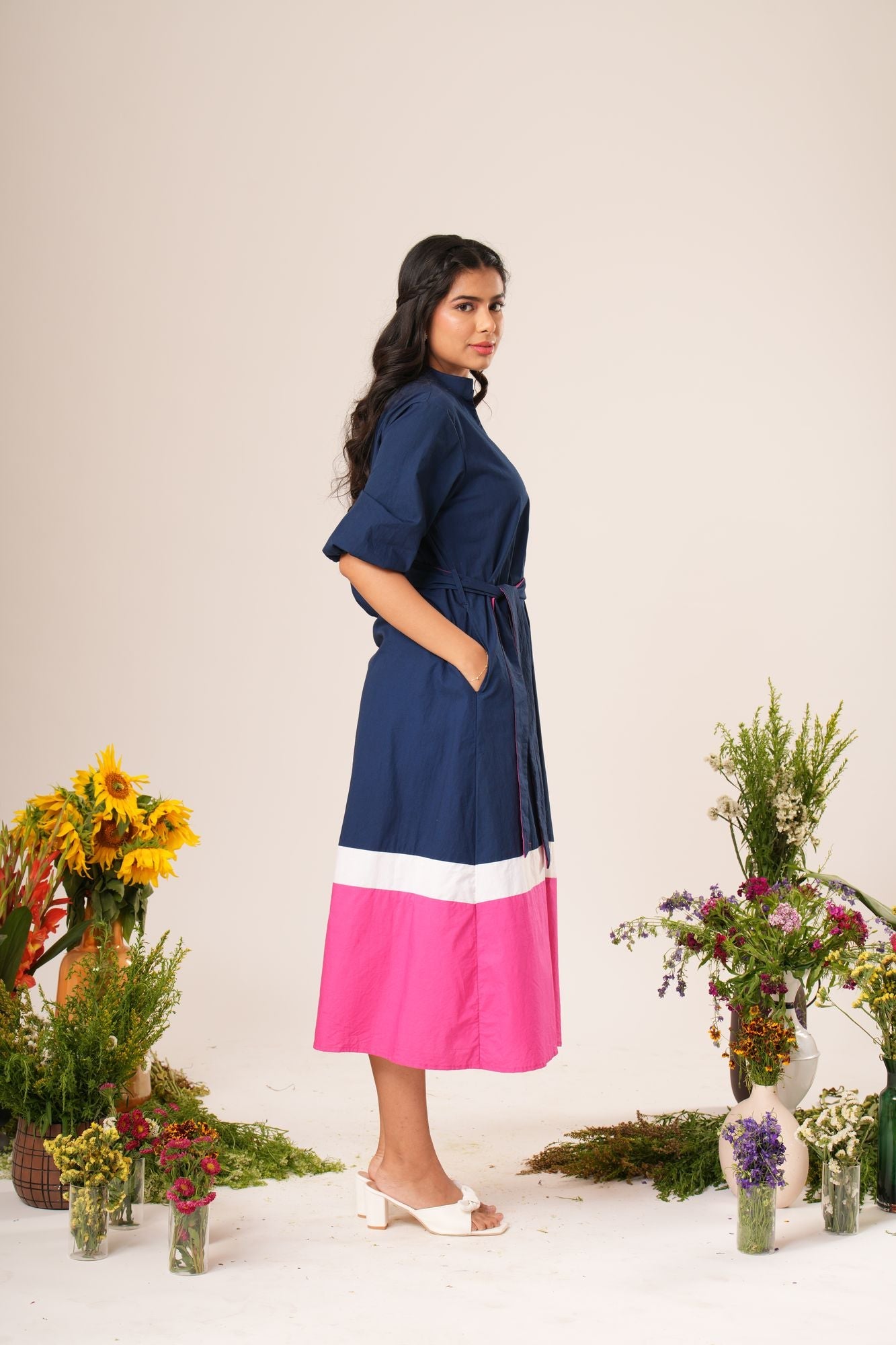 Colorblock Shirt Dress Label By Mohita