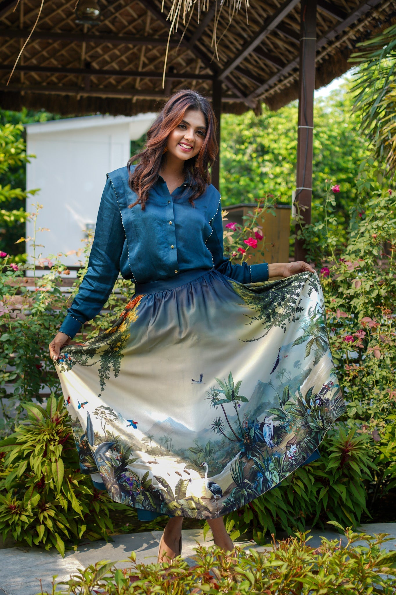 BLUE- OLIVE SAFARI STORY SKIRT Label By Mohita