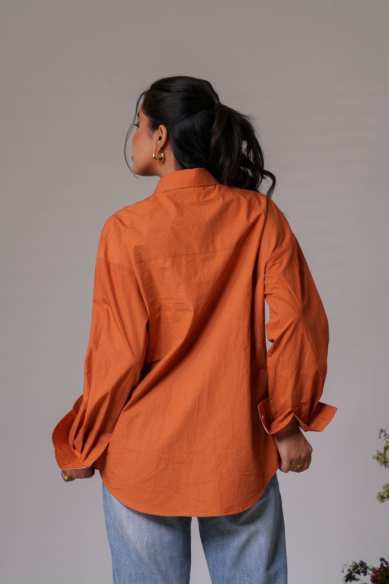 Pin-Tucked Contrast Cuff Shirt Label By Mohita