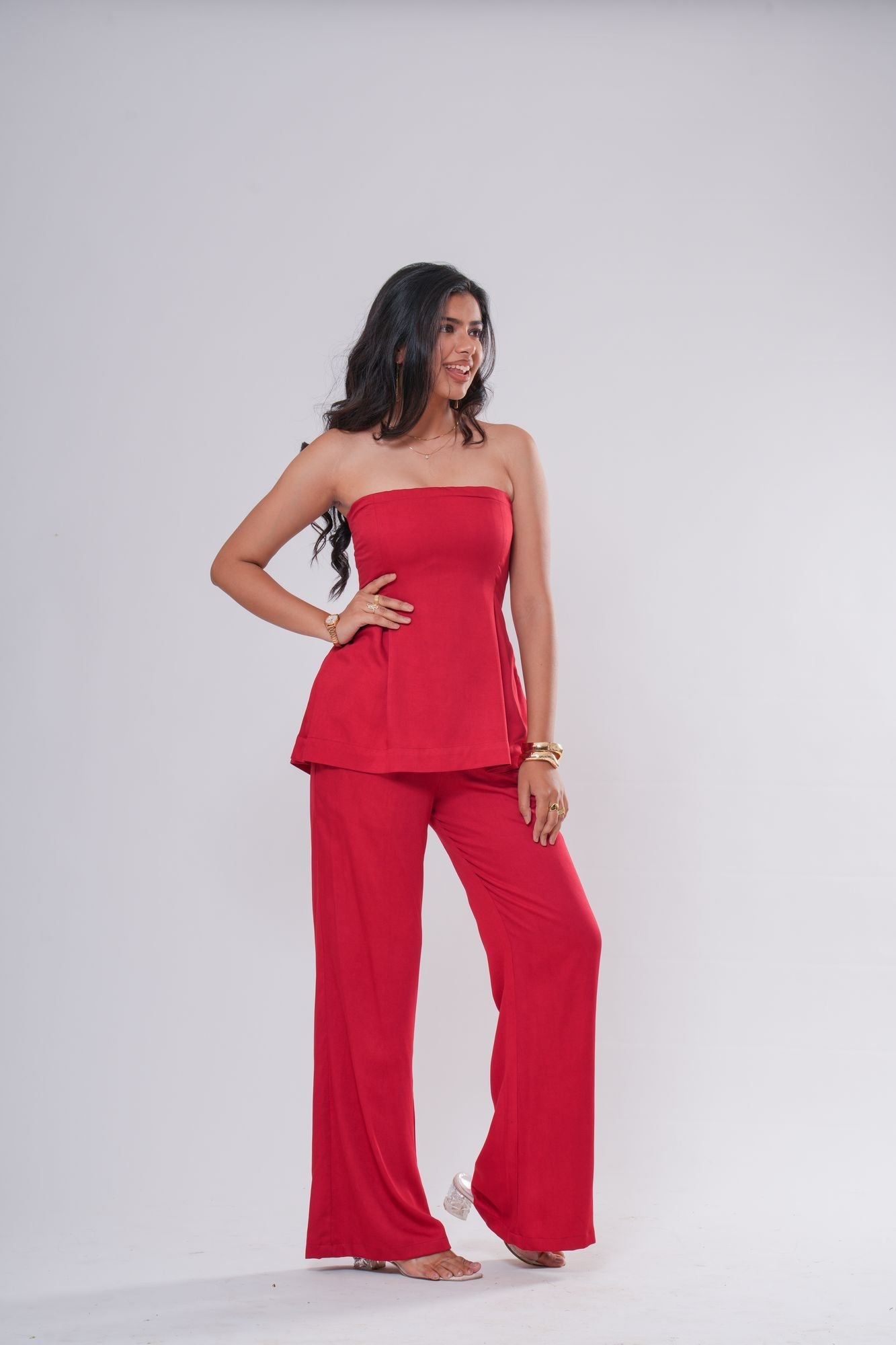 Off-Shoulder Pleated Co-ord Set Label By Mohita