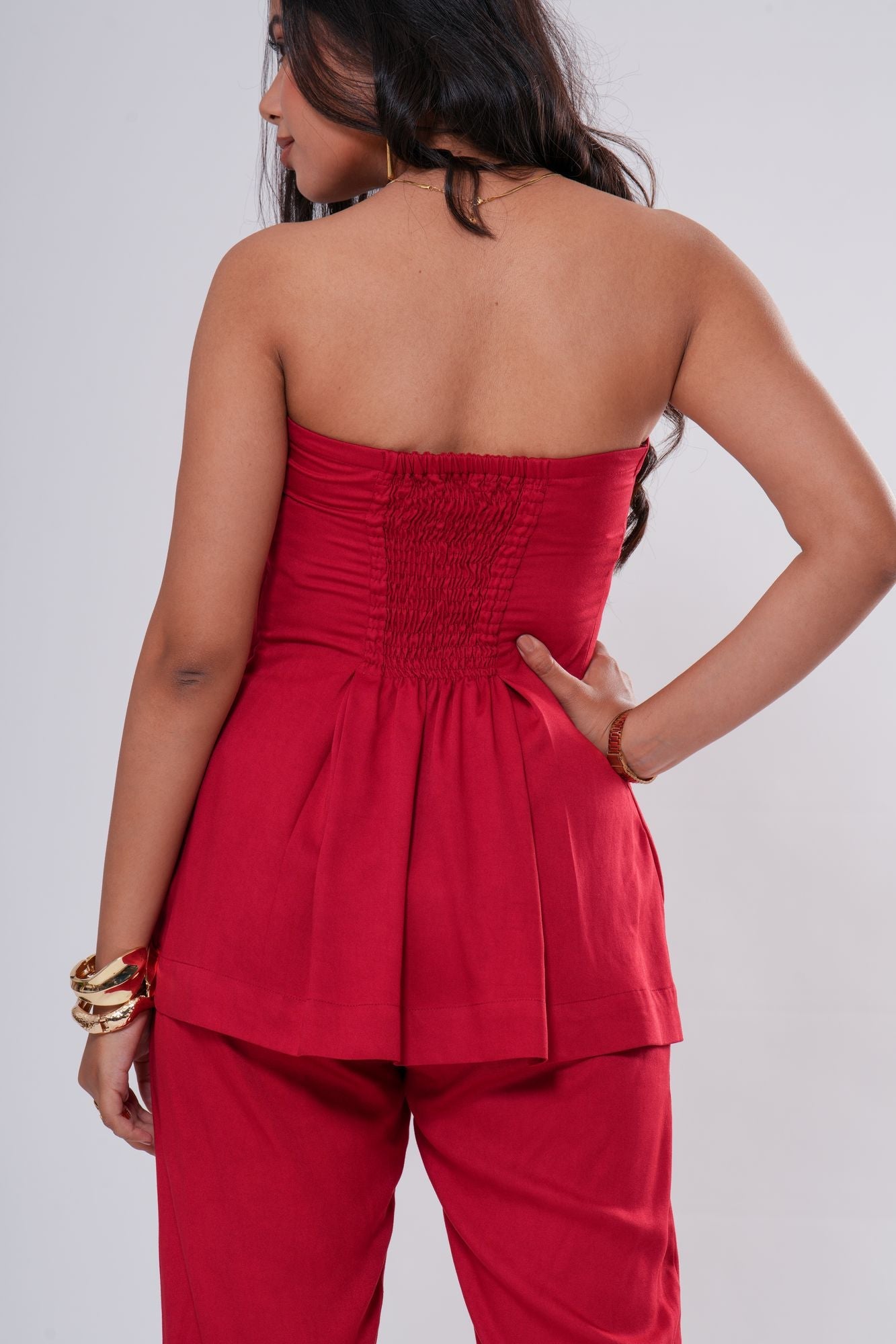 Off-Shoulder Pleated Co-ord Set Label By Mohita