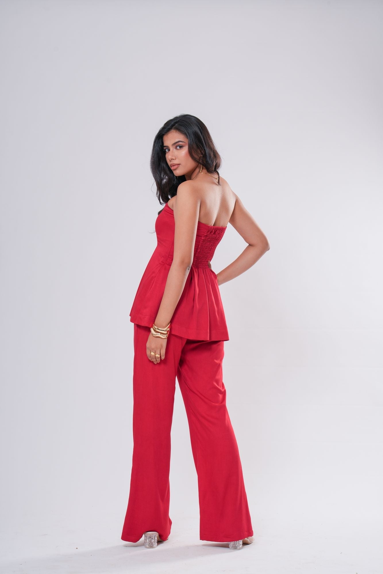 Off-Shoulder Pleated Co-ord Set Label By Mohita