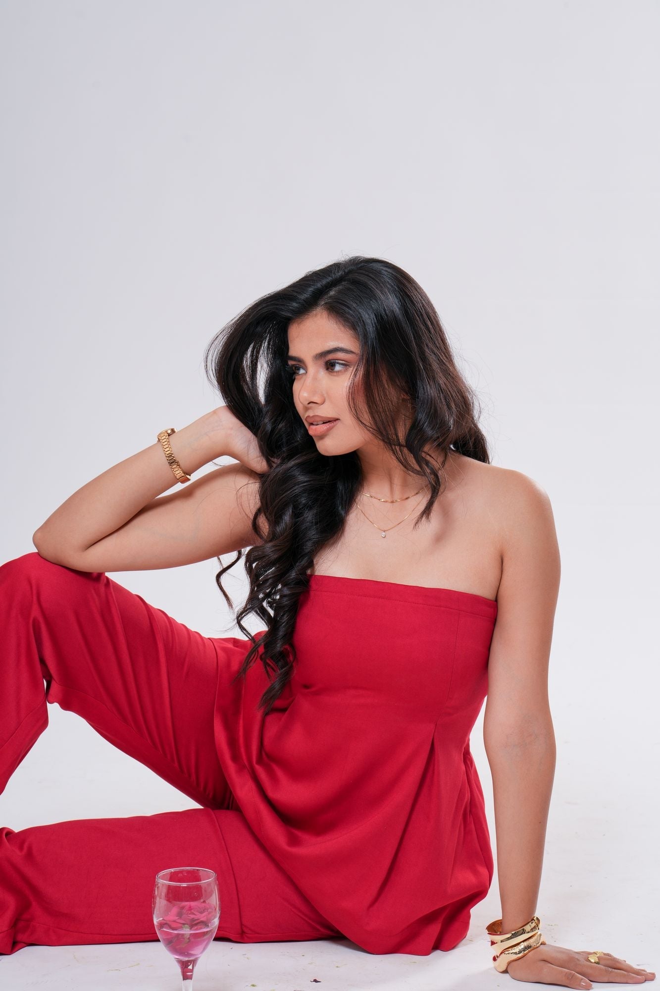 Off-Shoulder Pleated Co-ord Set Label By Mohita