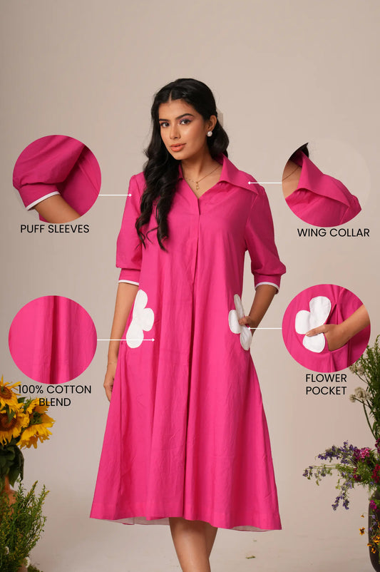 Flower Pocket A-line Dress Label By Mohita