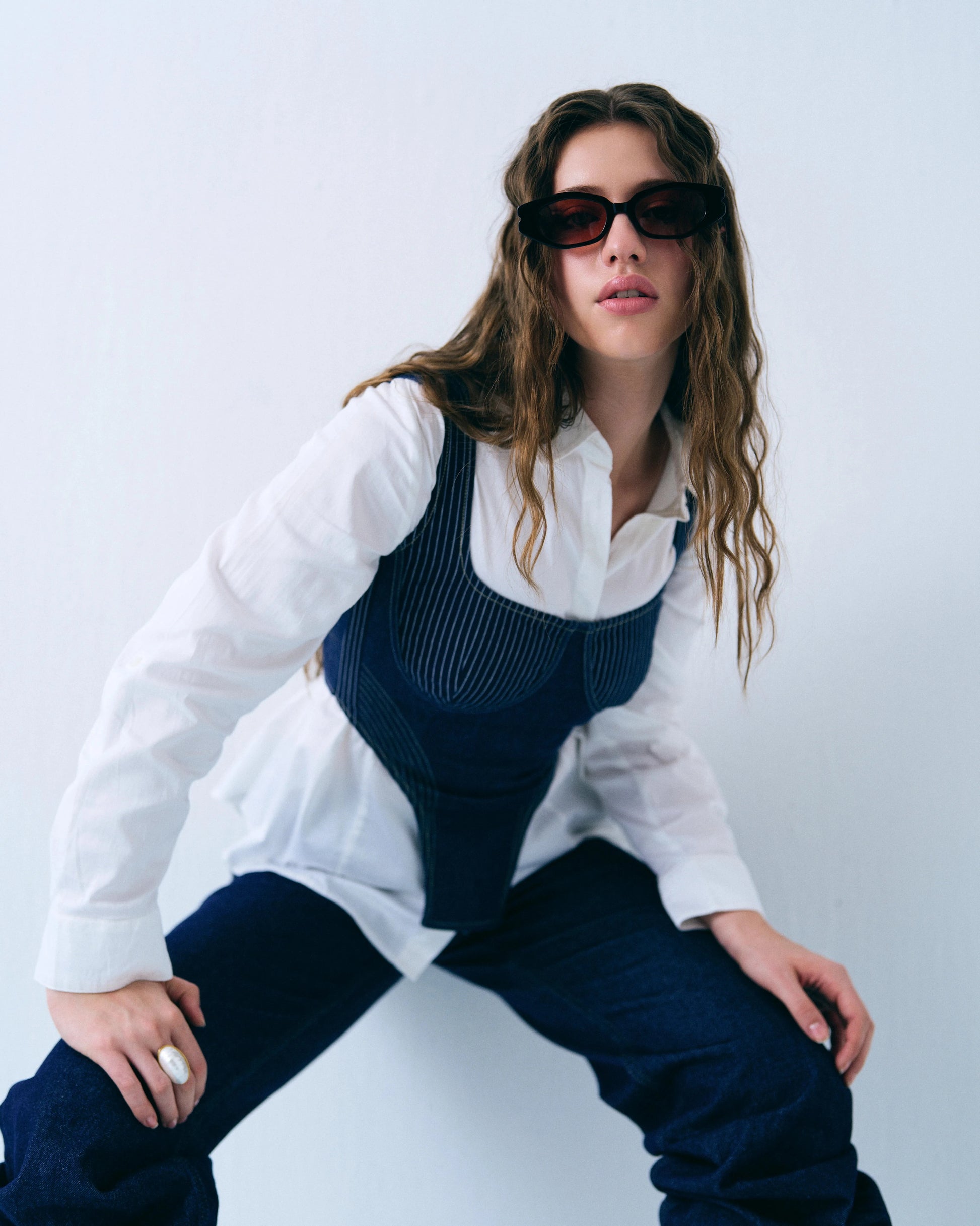 Contrast stitch denim corset Label By Mohita