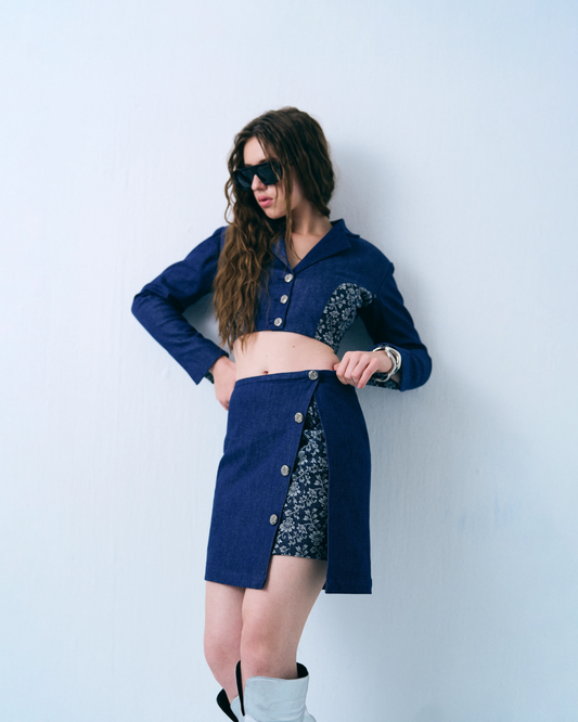 Tailored short blazer and skirt set Label By Mohita