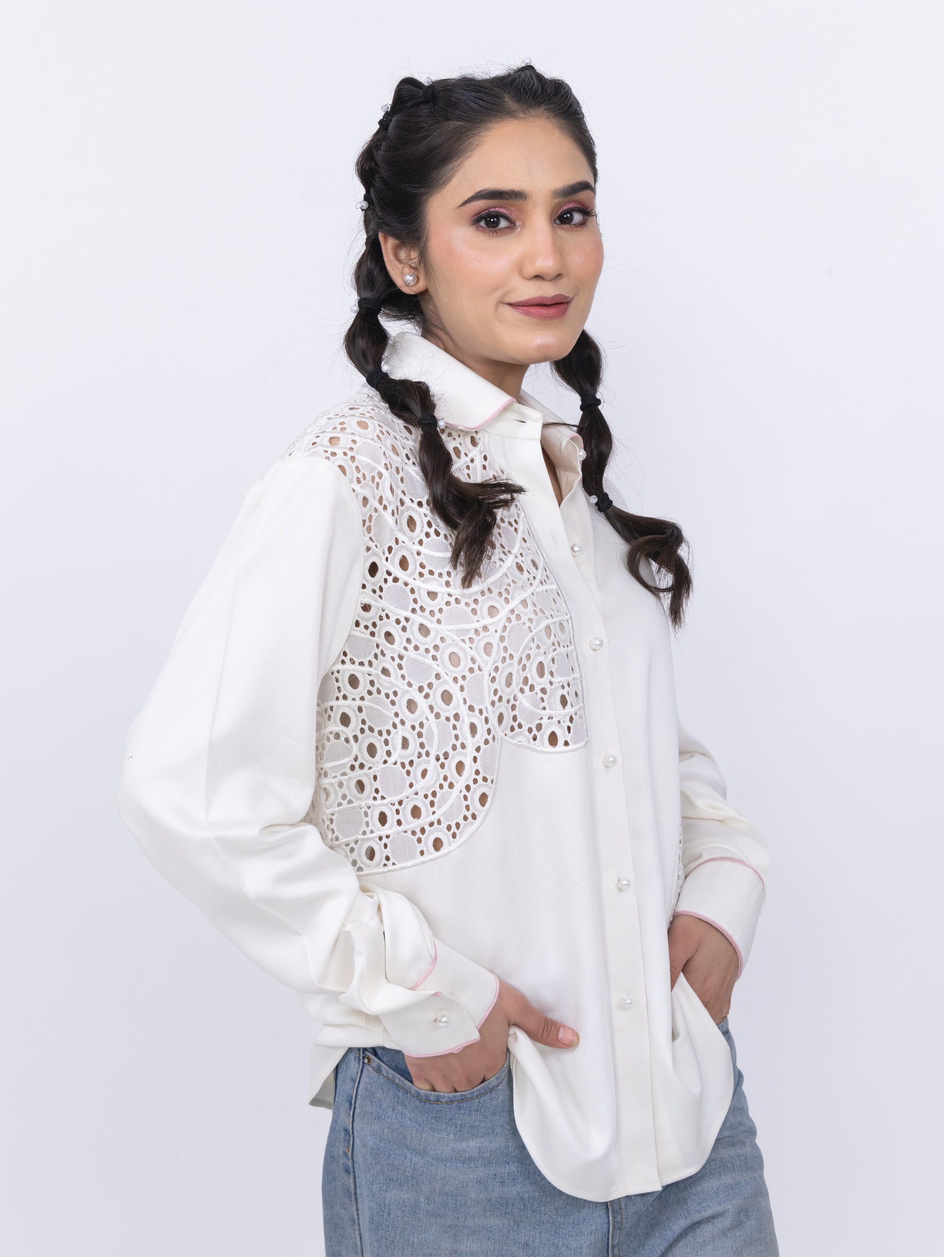 SCHIFFLI EMBROIDERED SHIRT - Label By Mohita