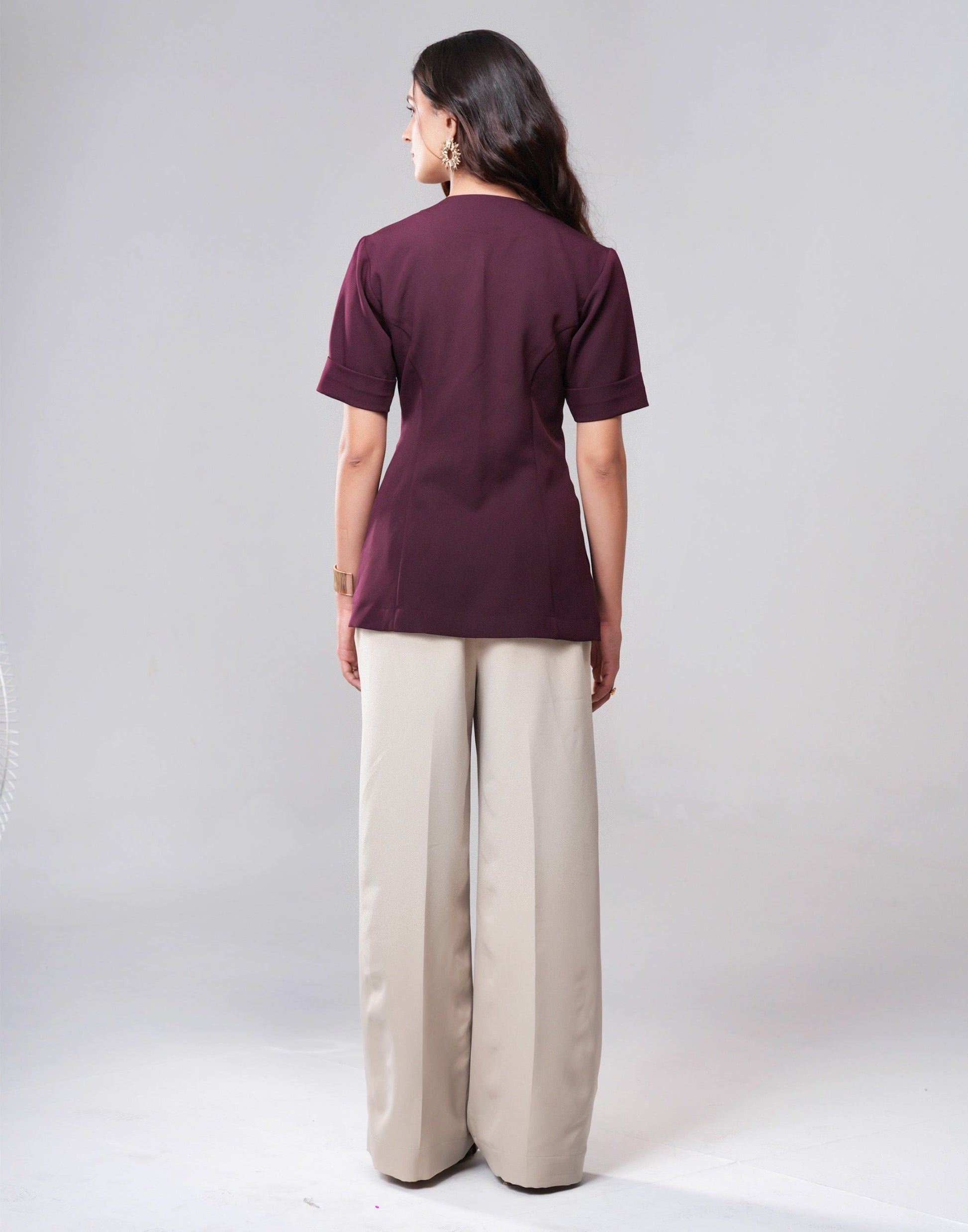 3D Button V-Neck Co-ord Set — close-up of the 3D button detail and concealed zipper