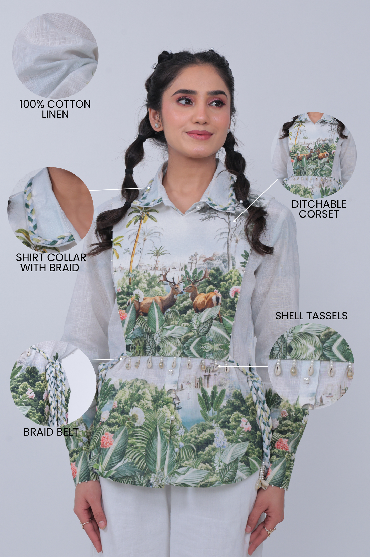 SAFARI DEER SHIRT WITH DETACHABLE CORSET