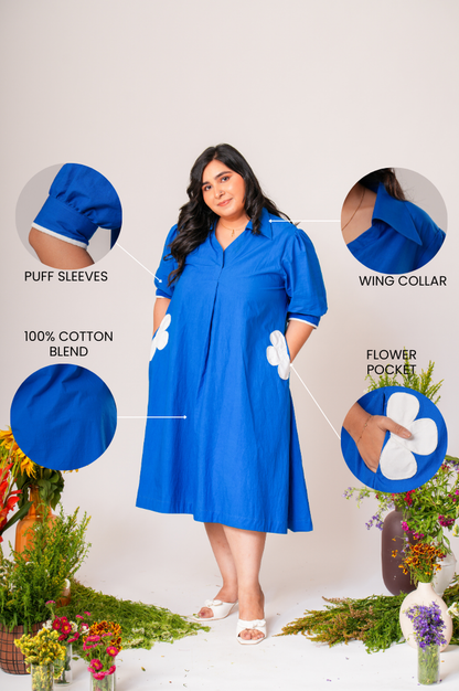 Flower Pocket A-line Dress