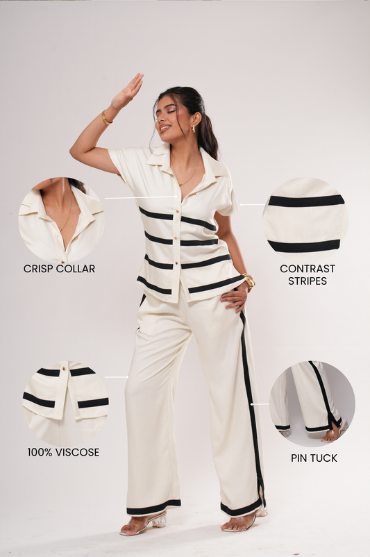 Striped Panel Shirt Co-ord Set Label By Mohita