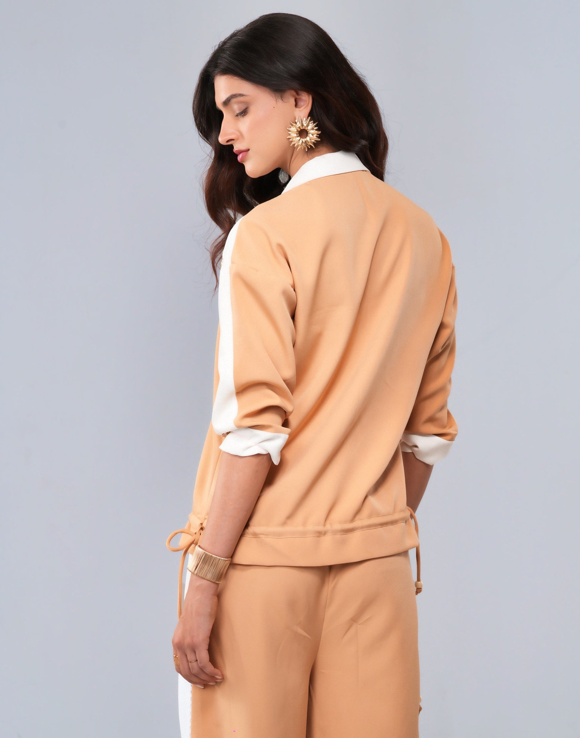 Sand Stitch Co-ord Set — close-up of blanket-stitch and lace handcraft