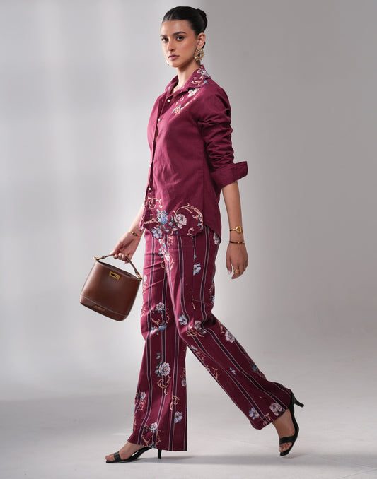 WINE BLOOM CO-ORD SET Label By Mohita