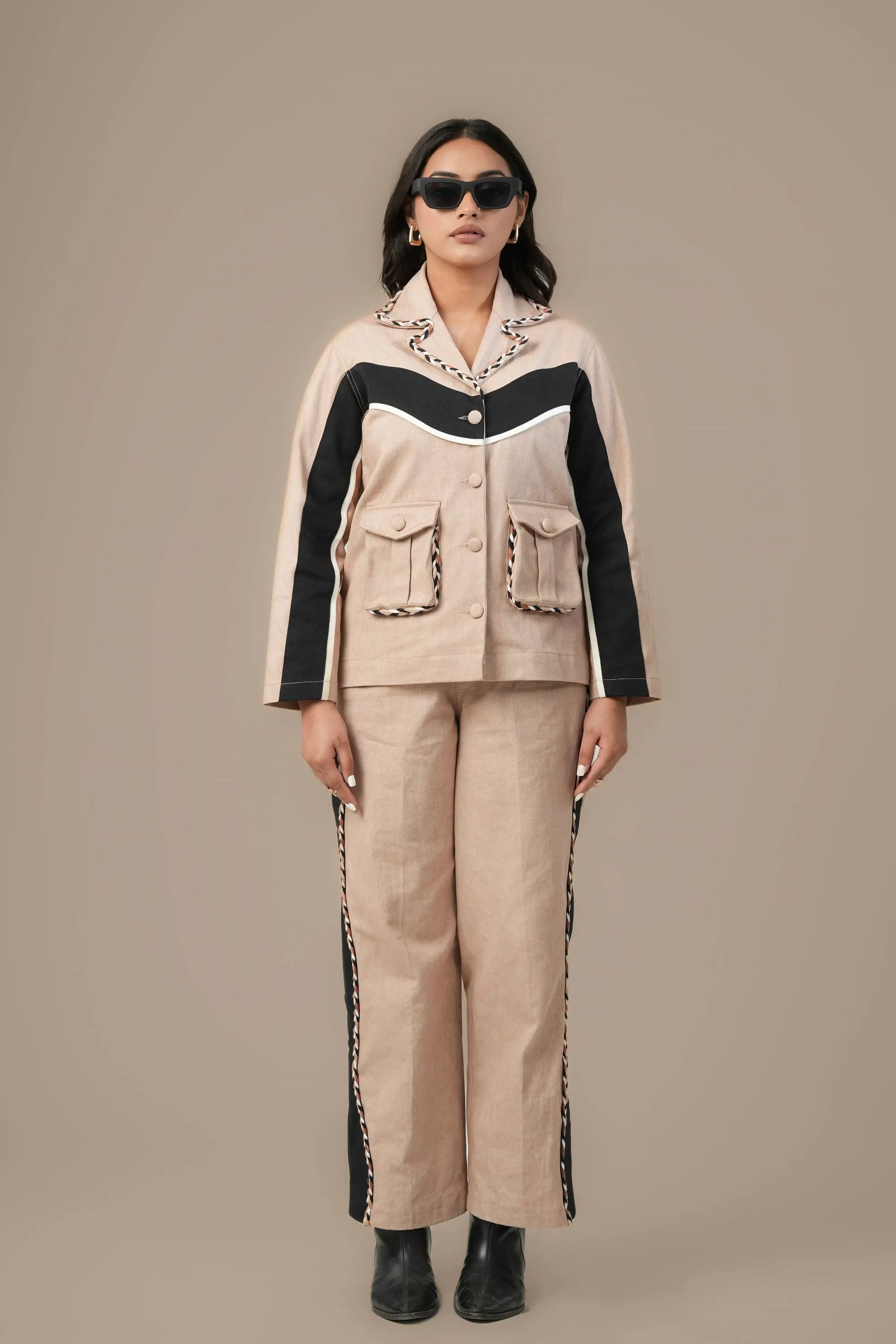 BEIGE BOUND CORD SET Label By Mohita