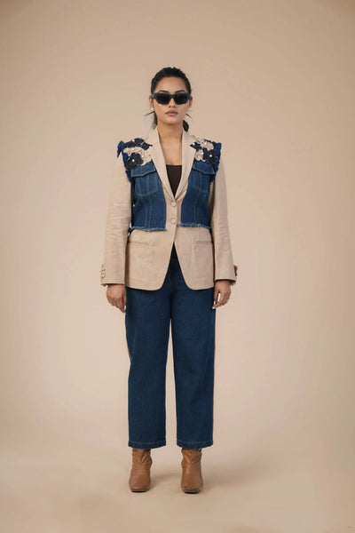 Blazer Bloom Denim Cord Set — Label by Mohita everyday designer co-ord