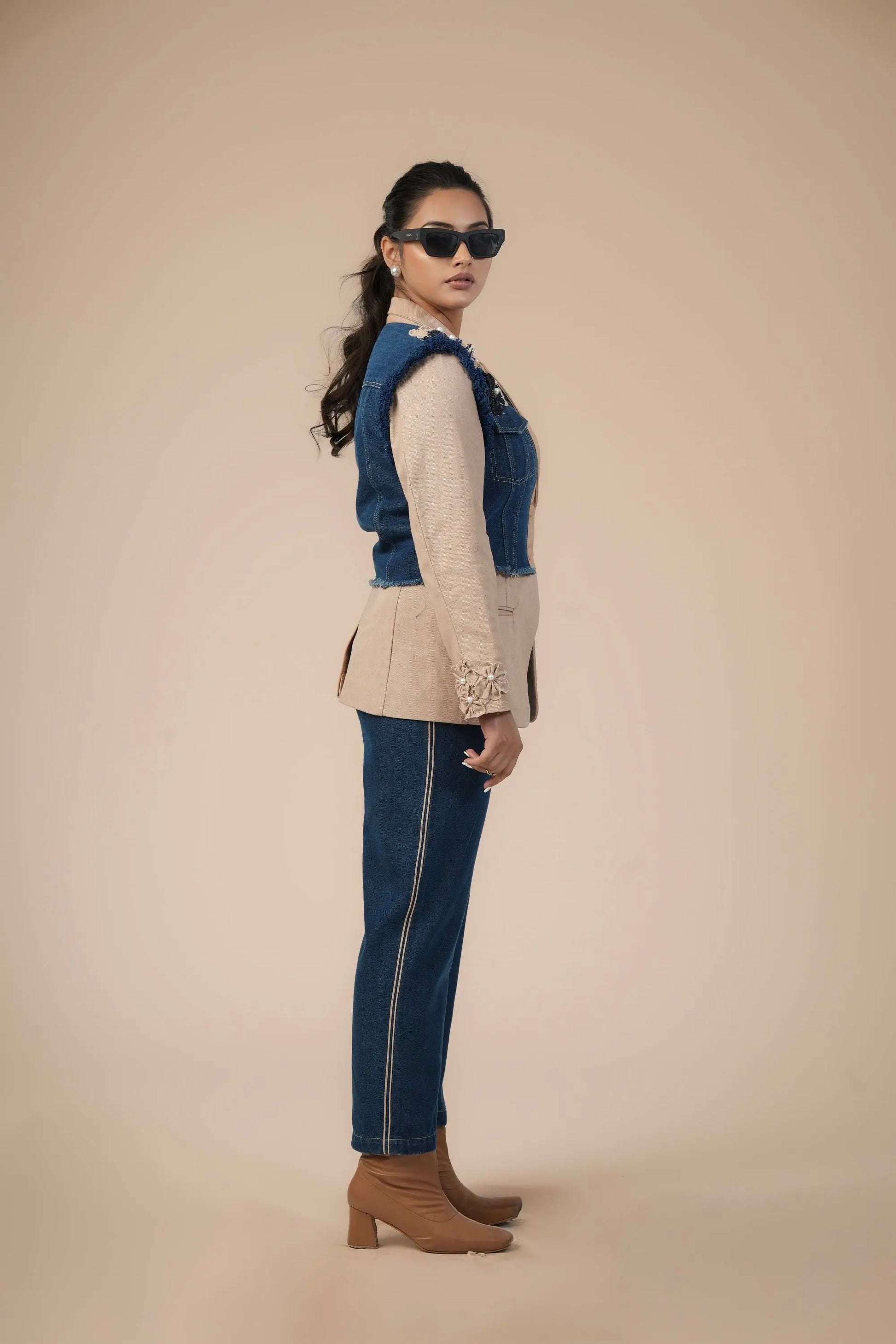 BLAZER BLOOM DENIM CORD SET Label By Mohita