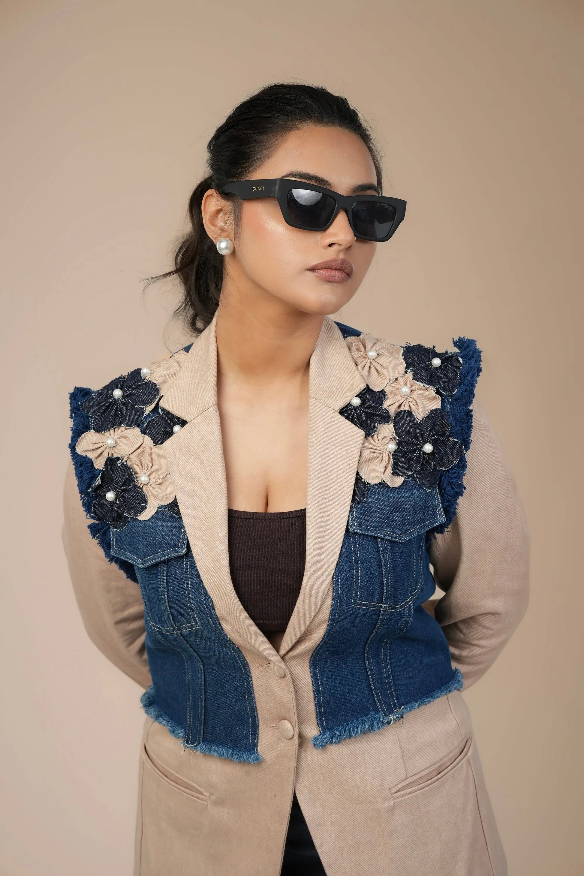 BLAZER BLOOM DENIM CORD SET Label By Mohita