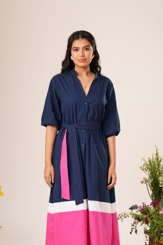 Colorblock Shirt Dress