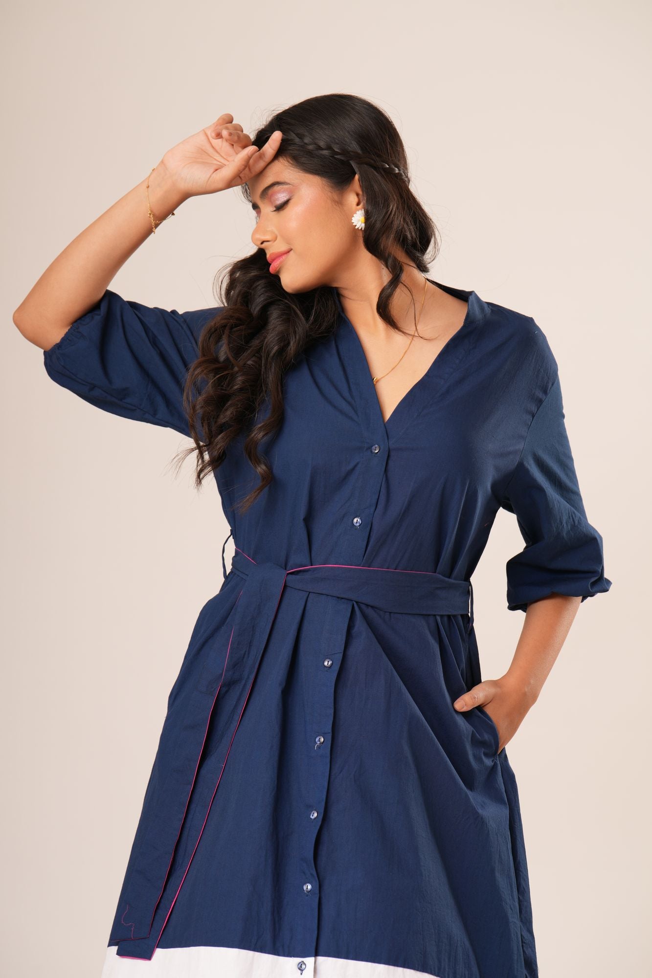 Colorblock Shirt Dress