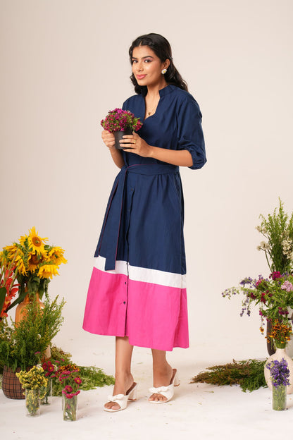 Colorblock Shirt Dress