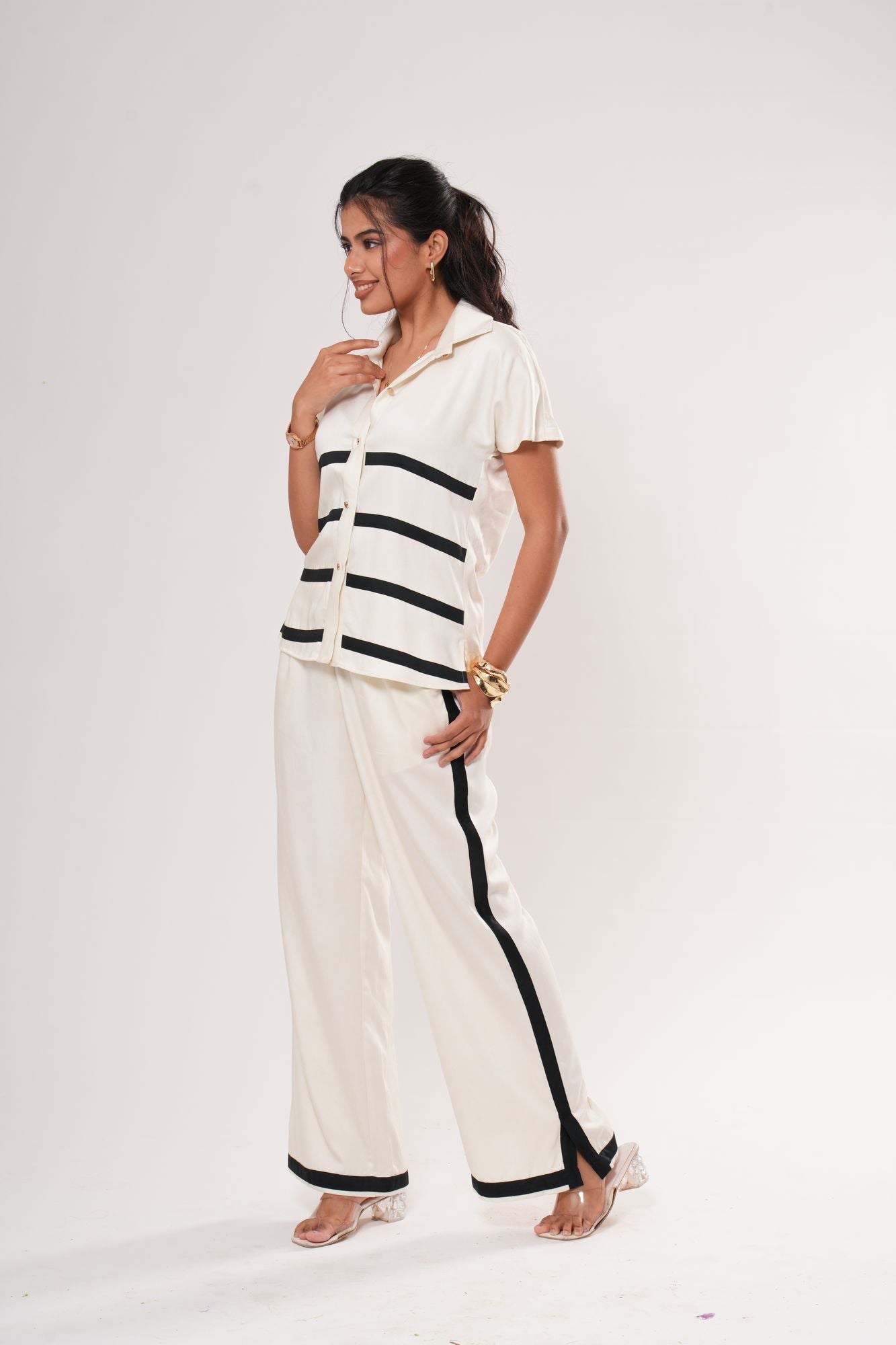 Striped Panel Shirt Co-ord Set