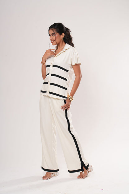Striped Panel Shirt Co-ord Set